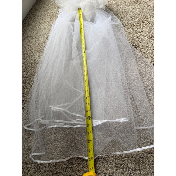 Vintage Bridal Wedding Veil Tiara Crown Headband Pearl floral 25" long - Picture 7 of 10